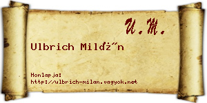 Ulbrich Milán névjegykártya